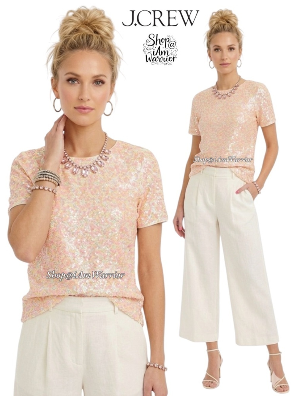 J.Crew sorbet confetti sequin crewneck tee *shop@iamwarrior